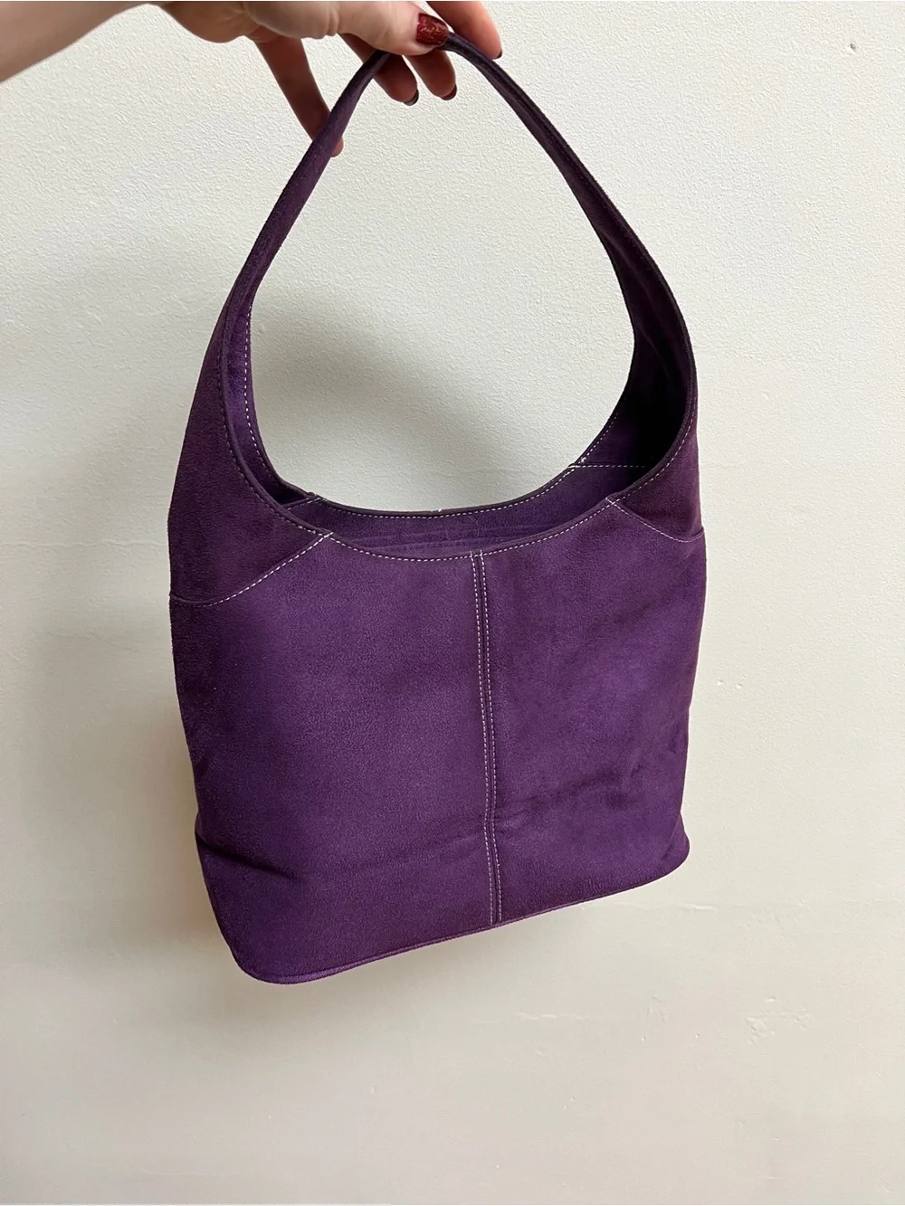 Purple faux Suede Shoulder Bag - Elegant Everyday Hobo
